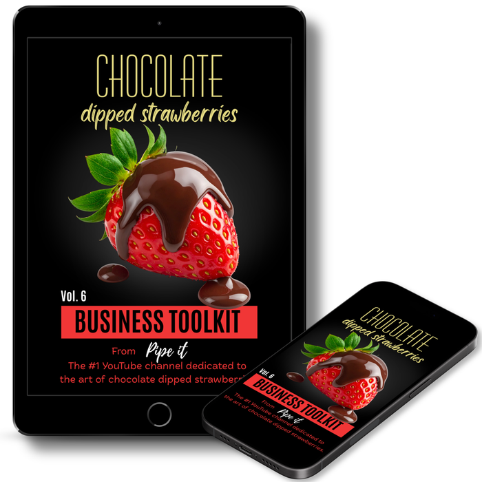 Pipe It Business Toolkit eBook, a hands-on guide with practical exercises, planning tools and strategies for building and growing a chocolate strawberry business.
